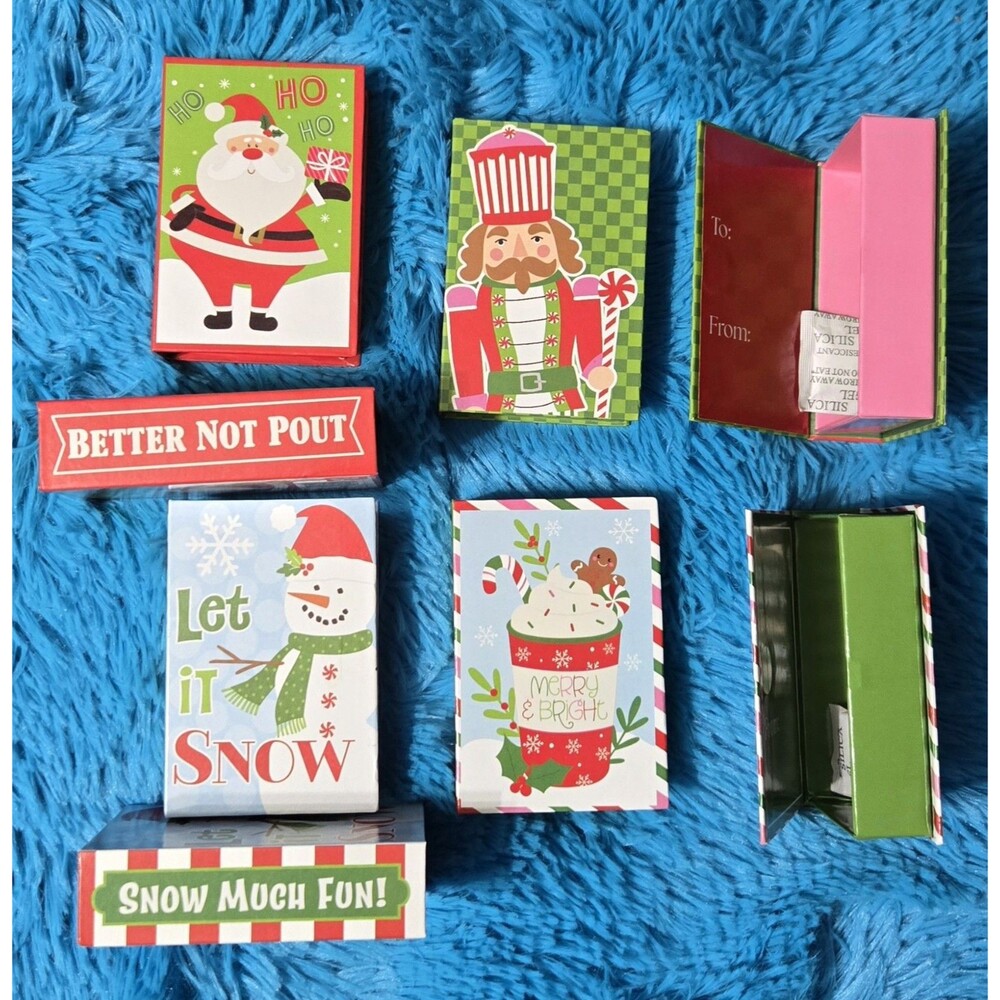 Christmas Little Book Boxes Whimsy Pack Of 8 With 4 Designs - Picture 3 of 4